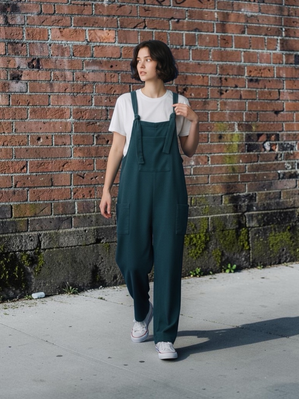 Women’s Large Teal Wide Leg Overalls Jumpsuit Boho Hippie Y2K Casual Holiday Fun